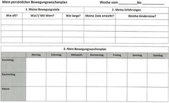 Mein persönlicher Bewegungswochenplan Mein persönlicher Bewegungswochenplan